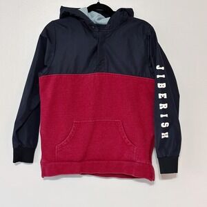 Jiberish Denver Sweatshirt Hoodie Mens Pullover red black Color Block size small